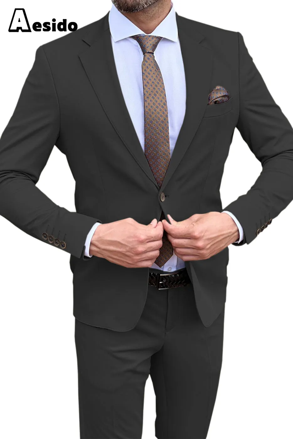 2 Piece Double Button Notch Lapel Suit For Men