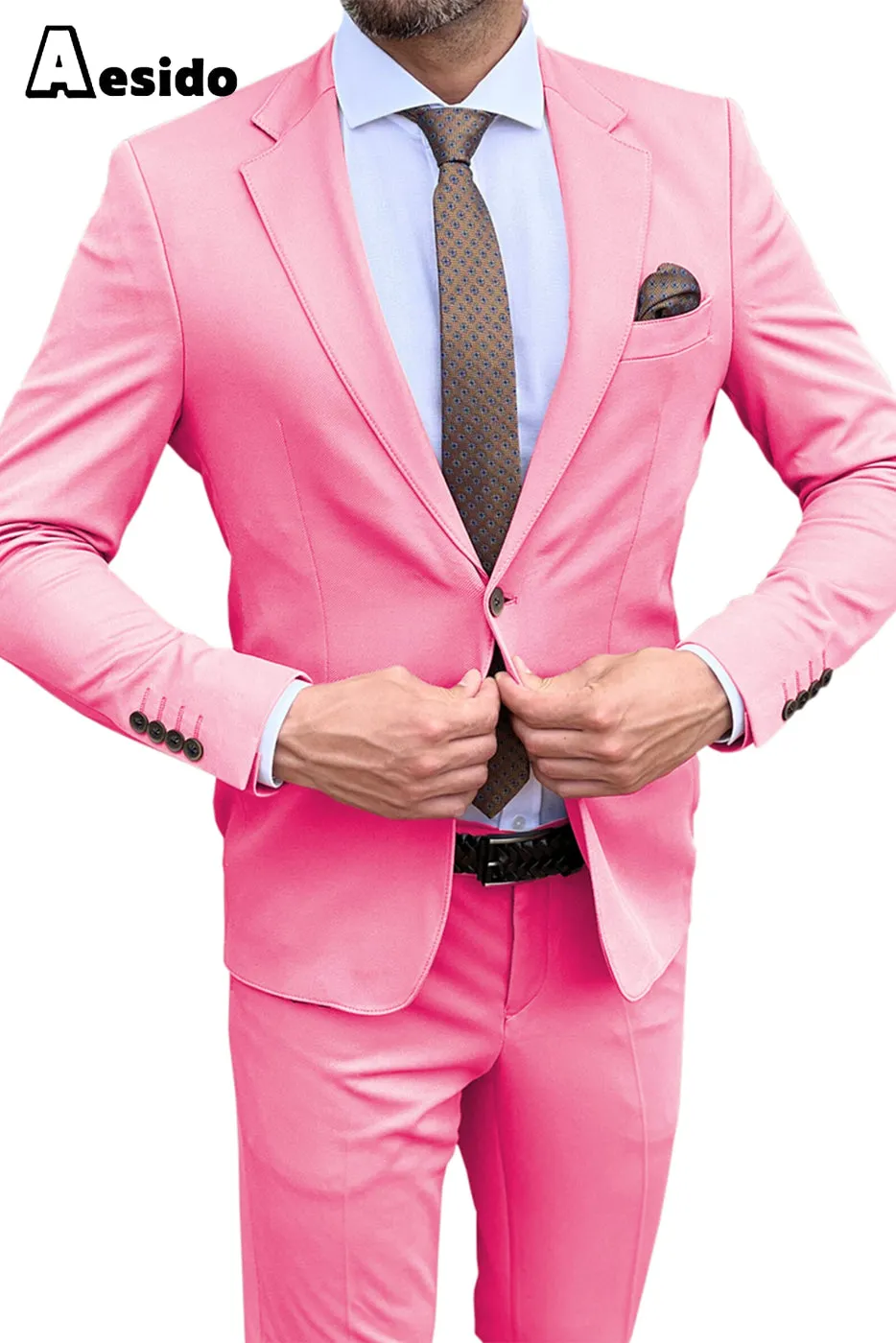 2 Piece Double Button Notch Lapel Suit For Men