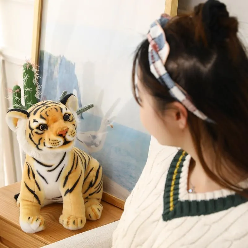 23-33cm Simulation Baby Tiger Plush Toy Stuffed Soft Wild Animal Forest Tiger Pillow Dolls For Children Kids Birthday Gift