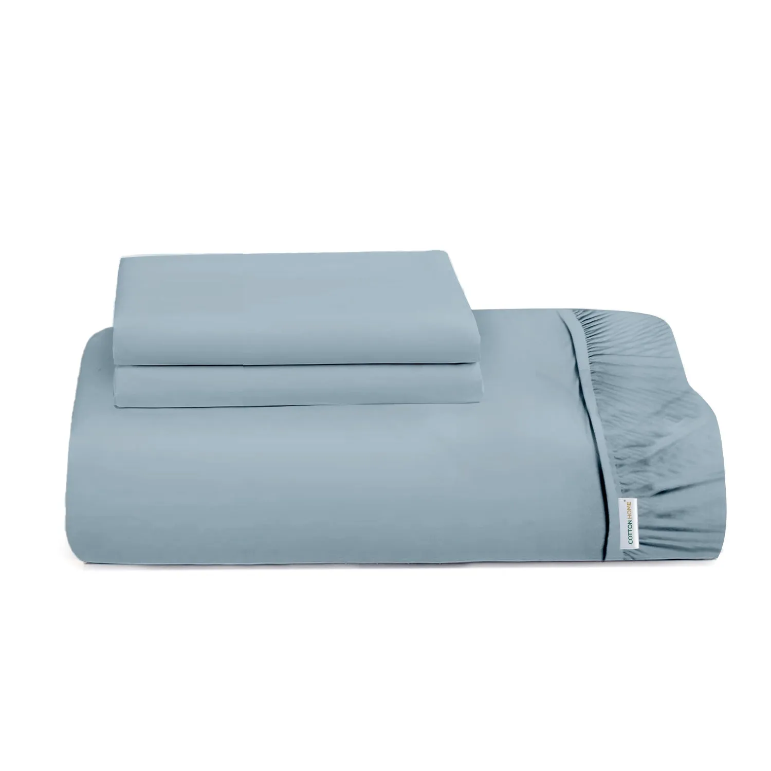 3 Piece Fitted Sheet Set Super Soft Metallic Blue Twin Size 160x200 30cm with 2 Pillow Case