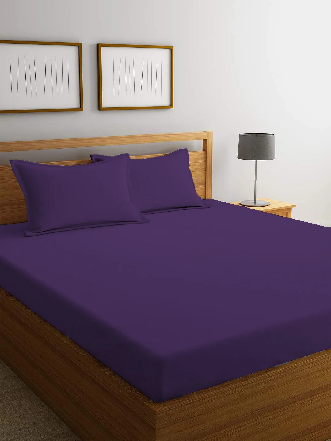 3 Piece Fitted Sheet Set Super Soft Violet Single Size 90x200 20cm with 2 Pillow Case