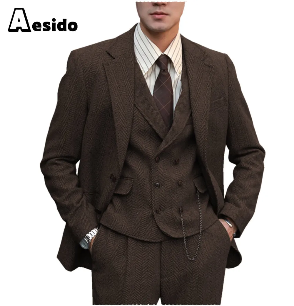 3 Pieces Notch Lapel Men Suit（Blazer Vest Pants）