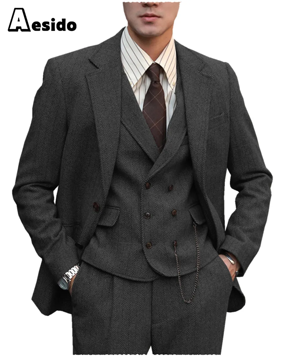 3 Pieces Notch Lapel Men Suit（Blazer Vest Pants）