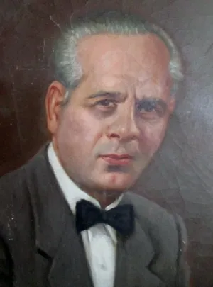 40" Vintage 1960s G.G. FISCHER Original PAINTING Man Suit Portrait Picture ART