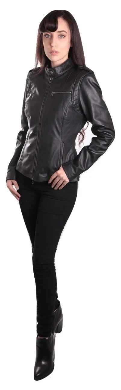 Allie Womens Black Leather Jacket