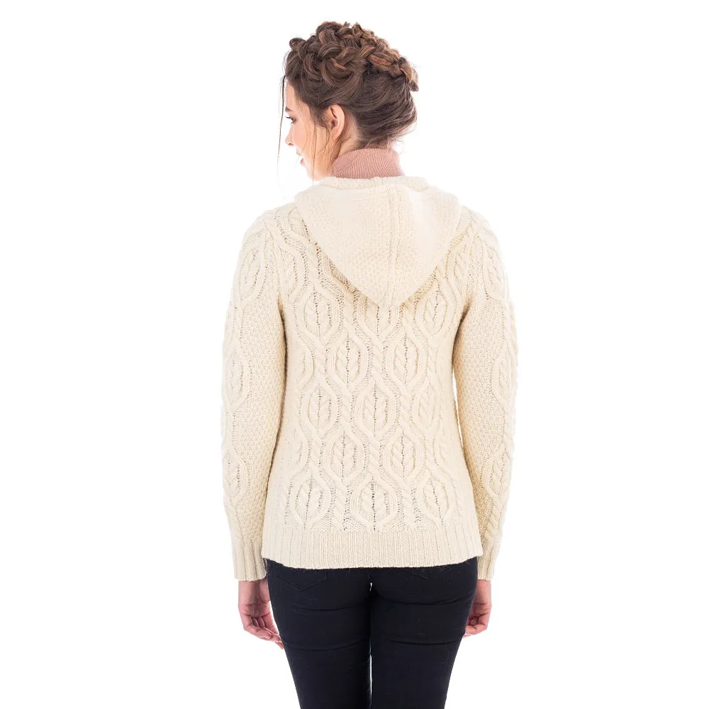 Aran Merino Zip Cardigan for Ladies