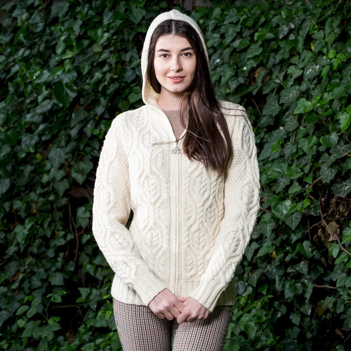 Aran Merino Zip Cardigan for Ladies