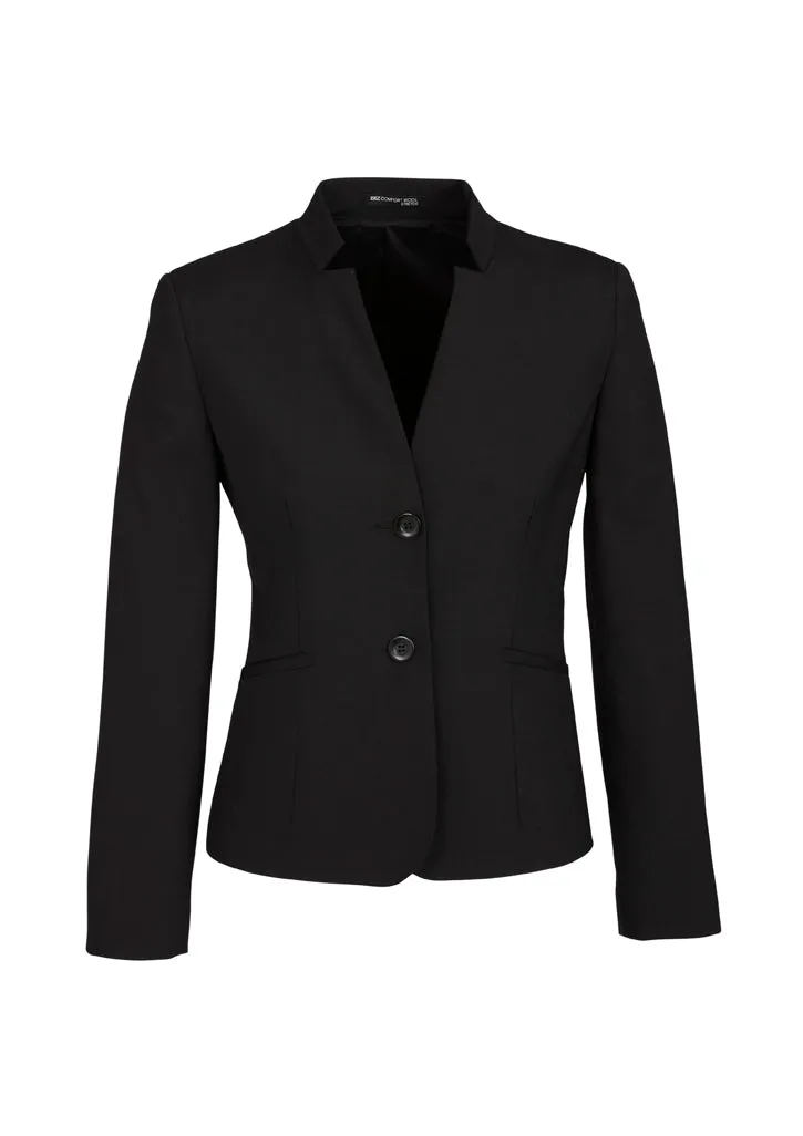 Biz Corporates Womens Comfort Wool Stretch Short Jacket with Reverse Lapel (64013)