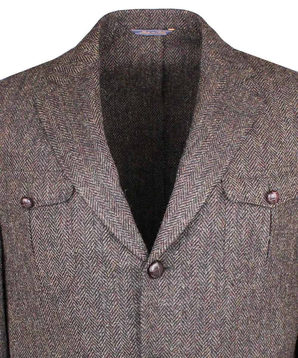 Brown Herringbone Tweed Blazer