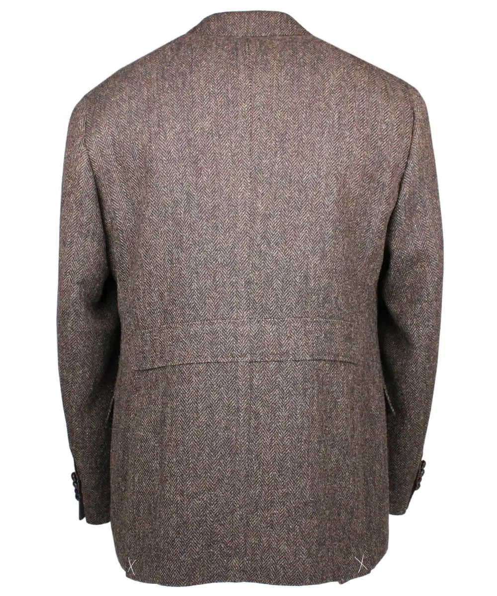 Brown Herringbone Tweed Blazer