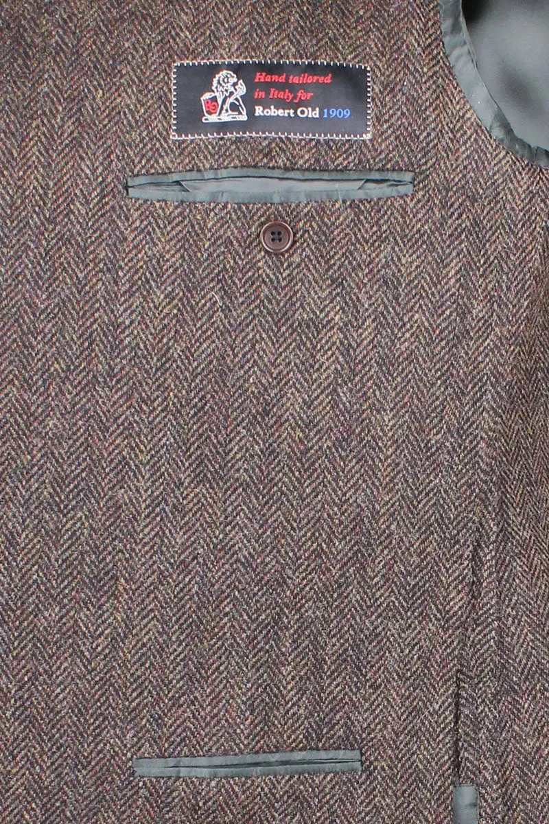 Brown Herringbone Tweed Blazer