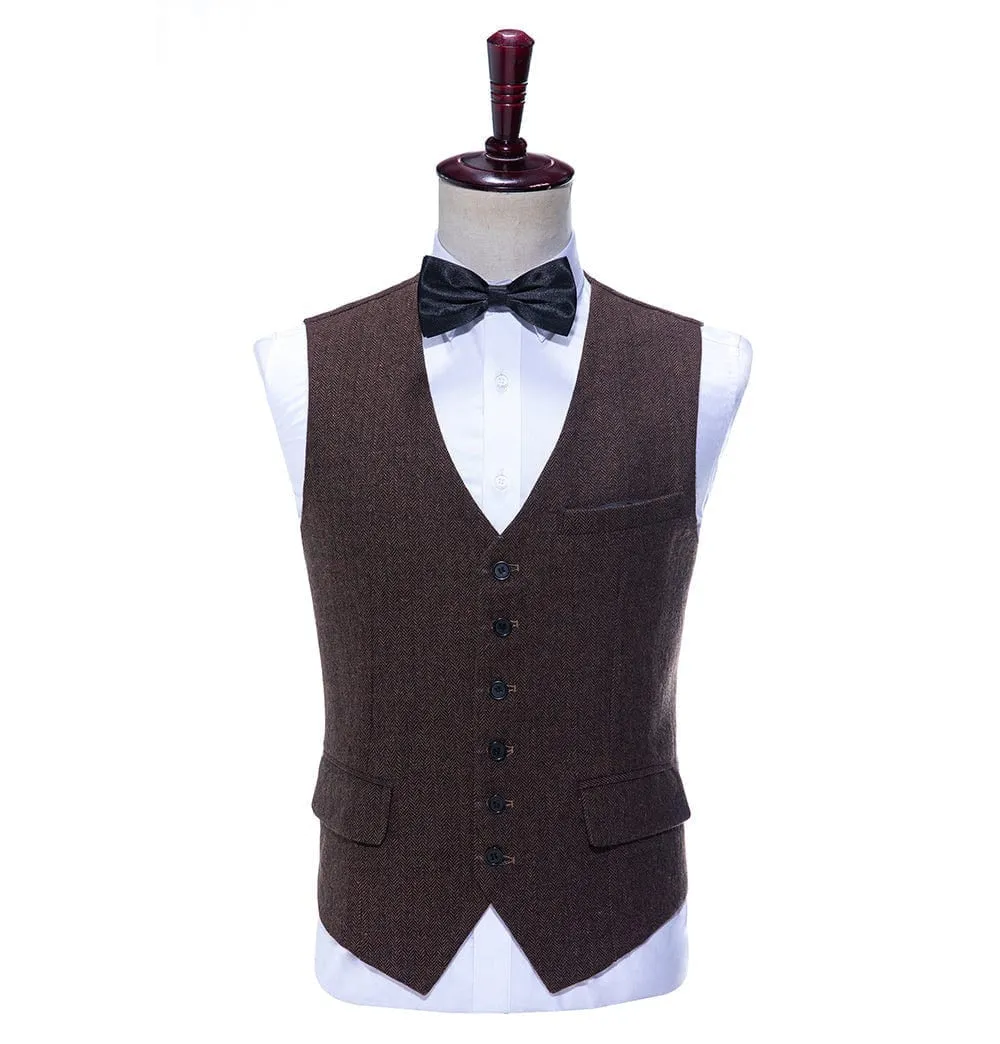 Business Double Buttons Peak Lapel Men Suit(Blazer Vest Pants)