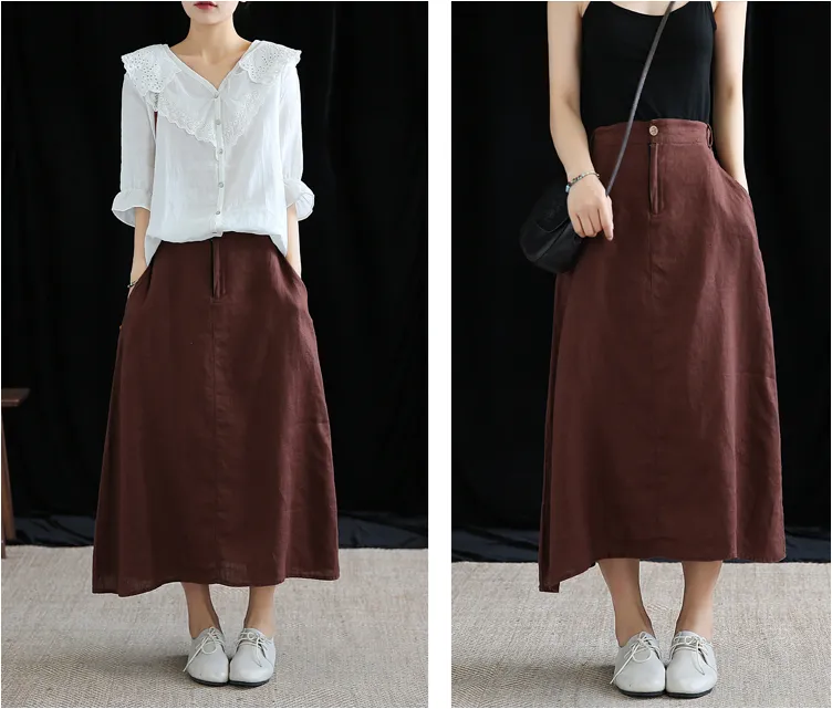 Casual Linen  loose fitting Women's Skirts  DZA200623