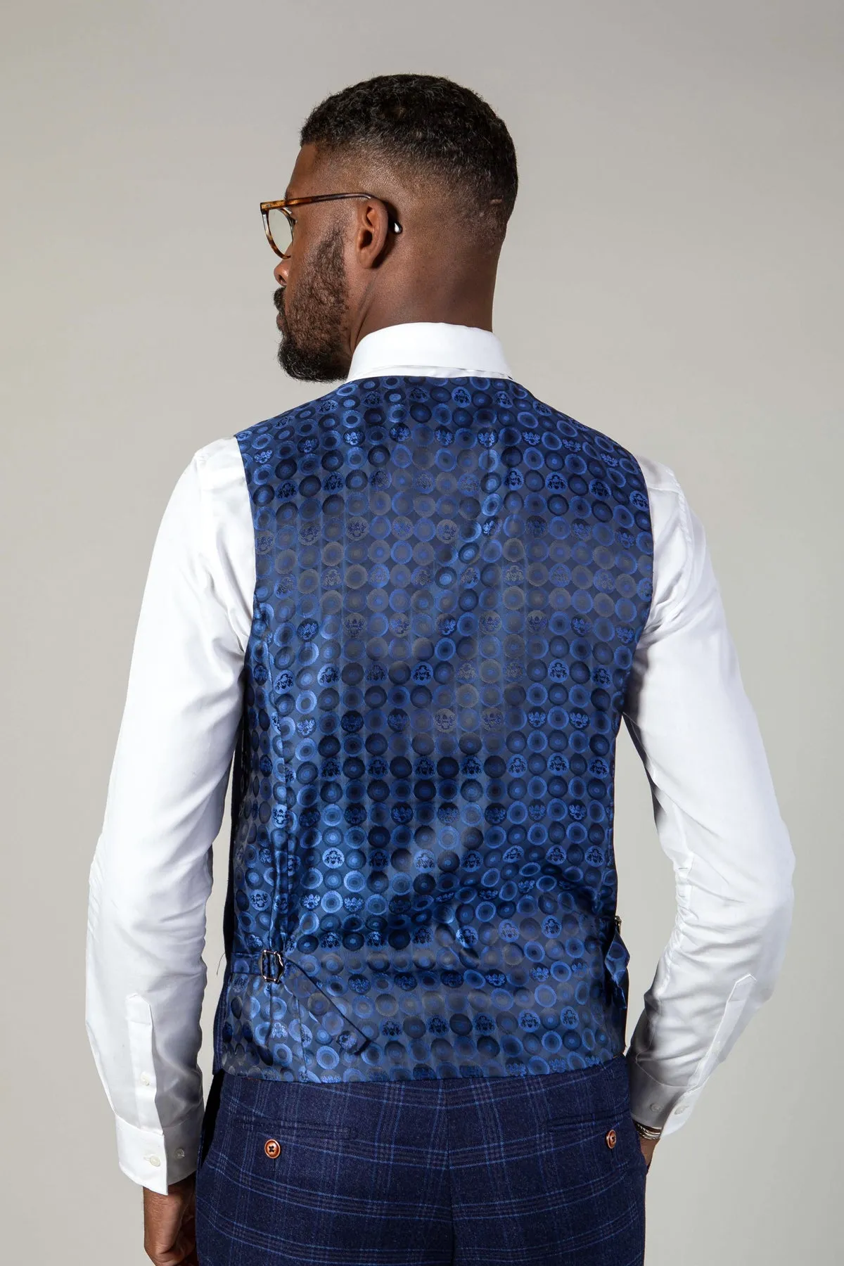 CHIGWELL - Blue Tweed Check Waistcoat