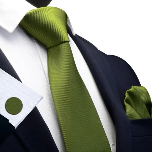 Classy Men Olive Green Silk Tie