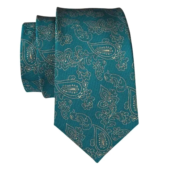 Classy Men Persian Green Floral Paisley Silk Tie