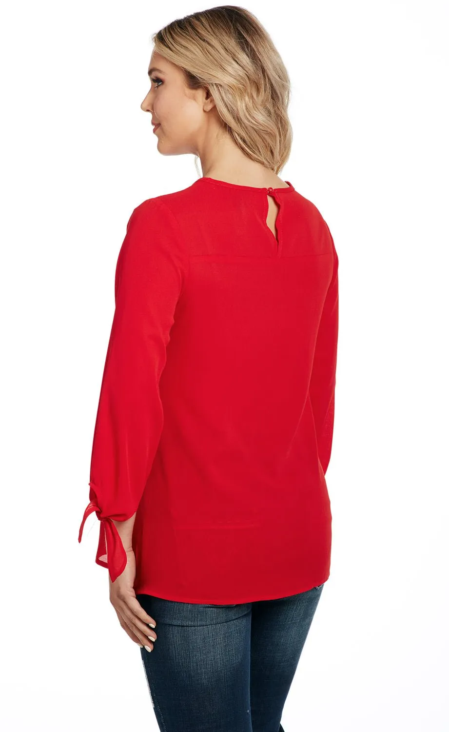 Cowgirl Up Womens Red Polyester Embroidered Top Tunic S/S