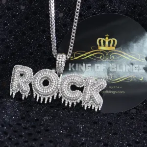 Create Your Own Custom Design in 925 Sterling Silver Dripping ROCK 2.75inch Pendant in Cubic Zirconia