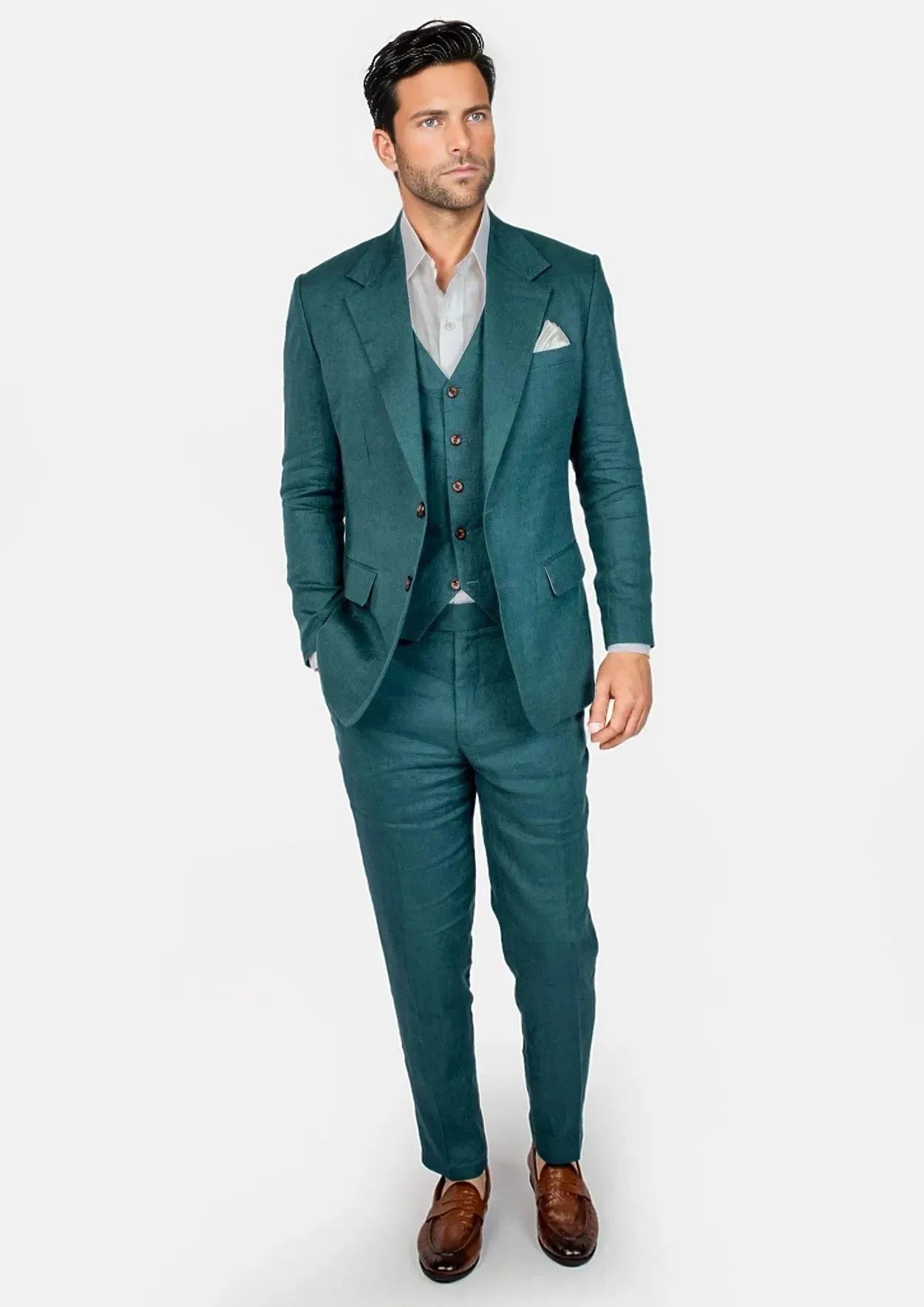 Deep Teal Linen Suit - Brad's Party