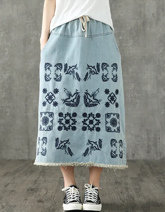 Denim Casual Cotton  loose fitting Women's Skirts DZA2007123