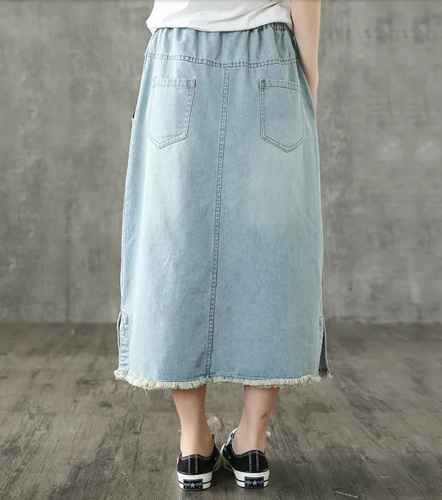 Denim Casual Cotton  loose fitting Women's Skirts DZA2007123