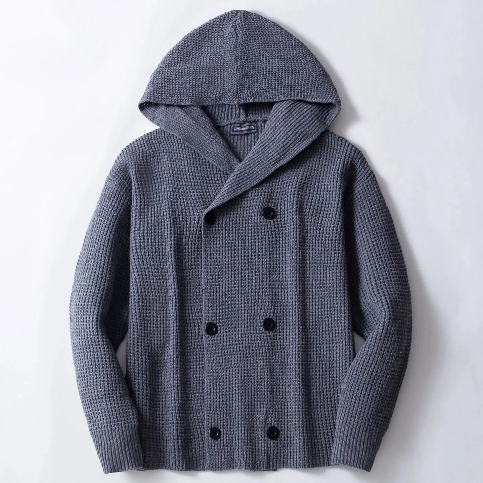 Double Breasted Thickened Hooded Sweater jacket