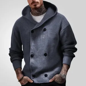 Double Breasted Thickened Hooded Sweater jacket