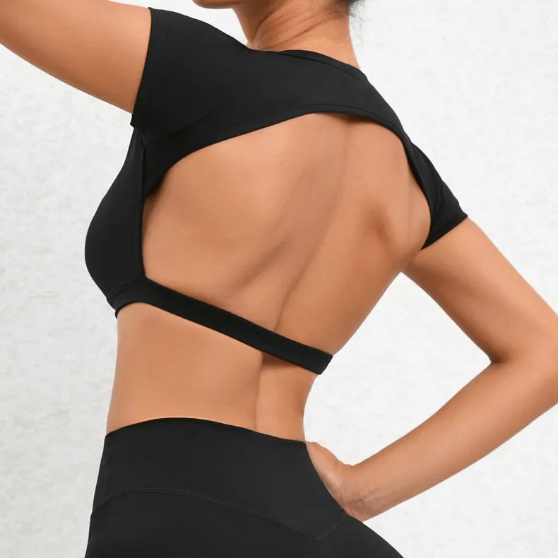 Fashionable Elastic Cropped Women's Open Back Top - SF1370