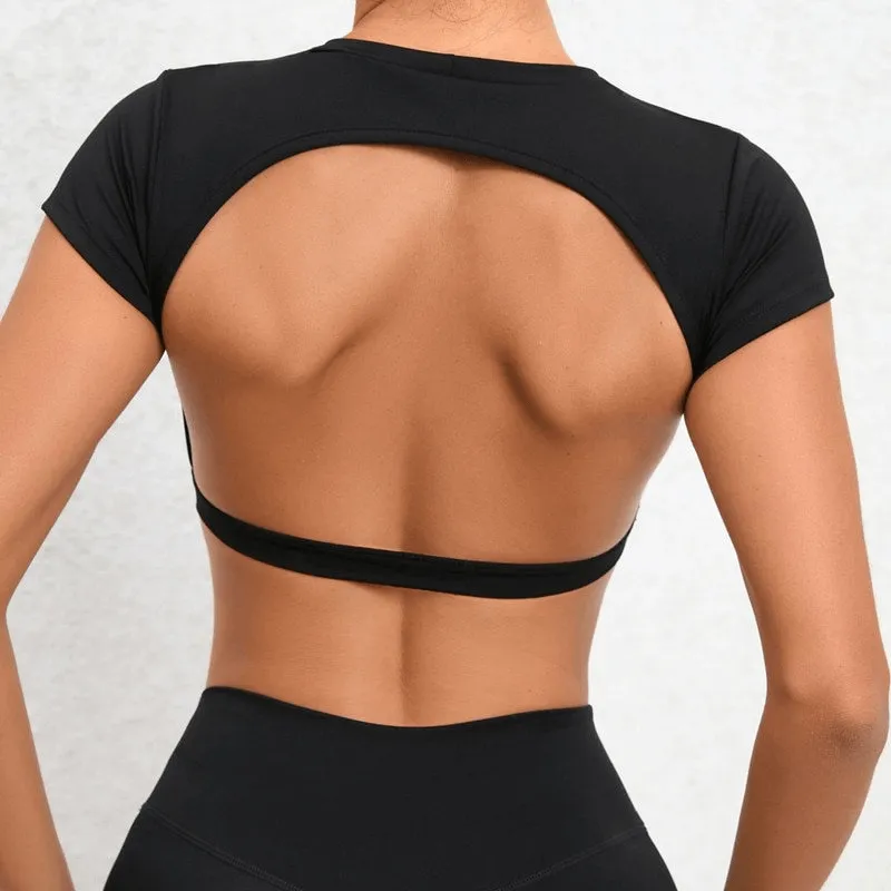 Fashionable Elastic Cropped Women's Open Back Top - SF1370