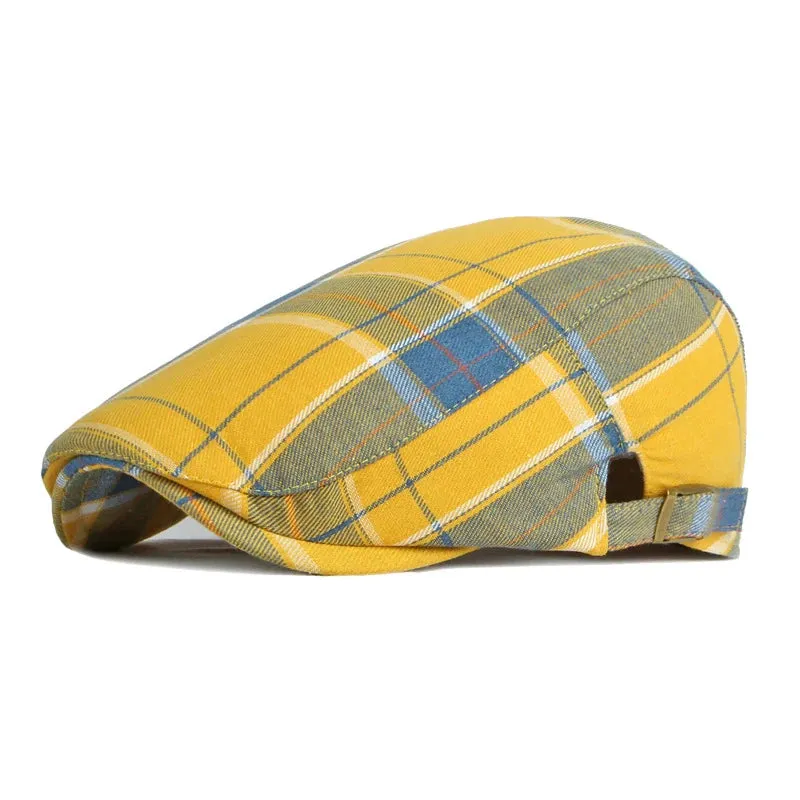 Fashionable Hundred Plaid Cotton Flat Cap