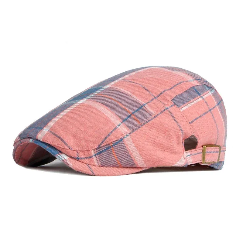 Fashionable Hundred Plaid Cotton Flat Cap