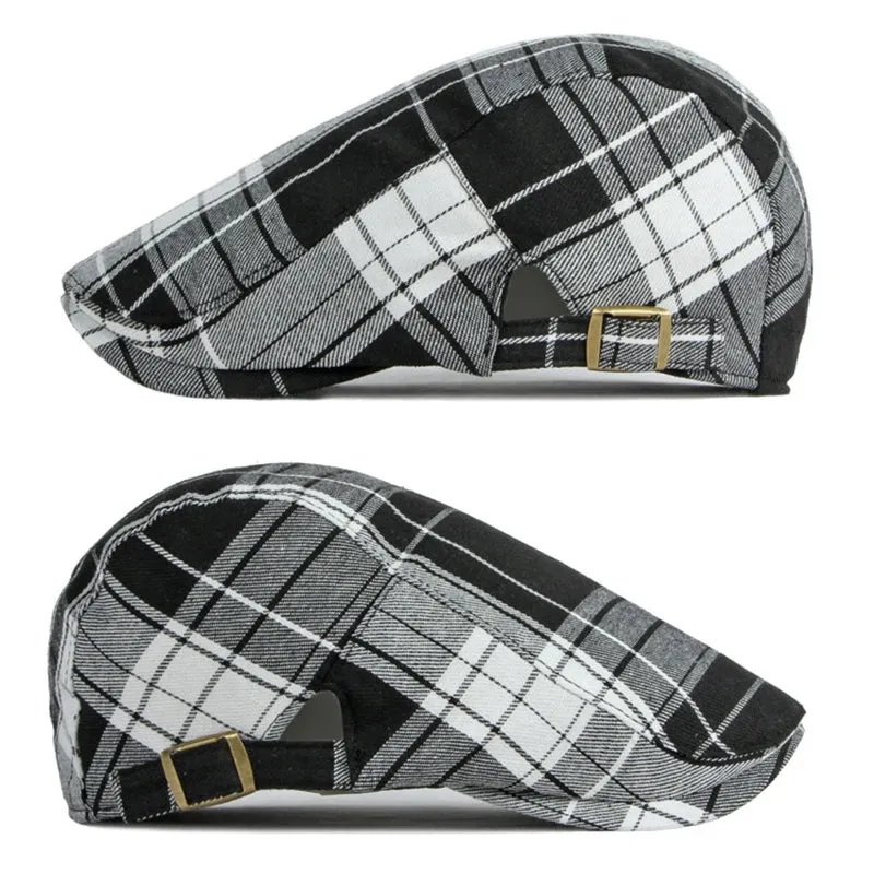 Fashionable Hundred Plaid Cotton Flat Cap