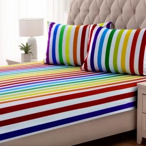 Fitted Bed Sheet-Multi Stripes