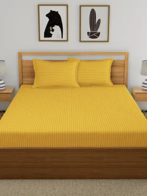 Fitted King Size Cotton Bedsheet - Mustard Color