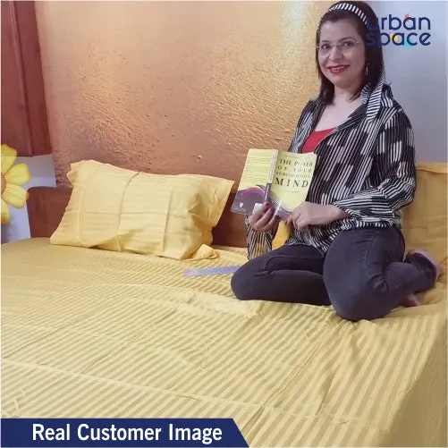 Fitted King Size Cotton Bedsheet - Mustard Color