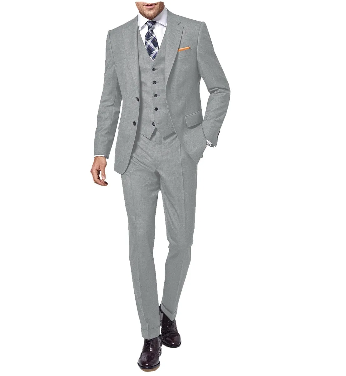 Formal Men's Regular Fashion Notch Lapel Blazer 3 Pieces (Blazer Vest Pants)