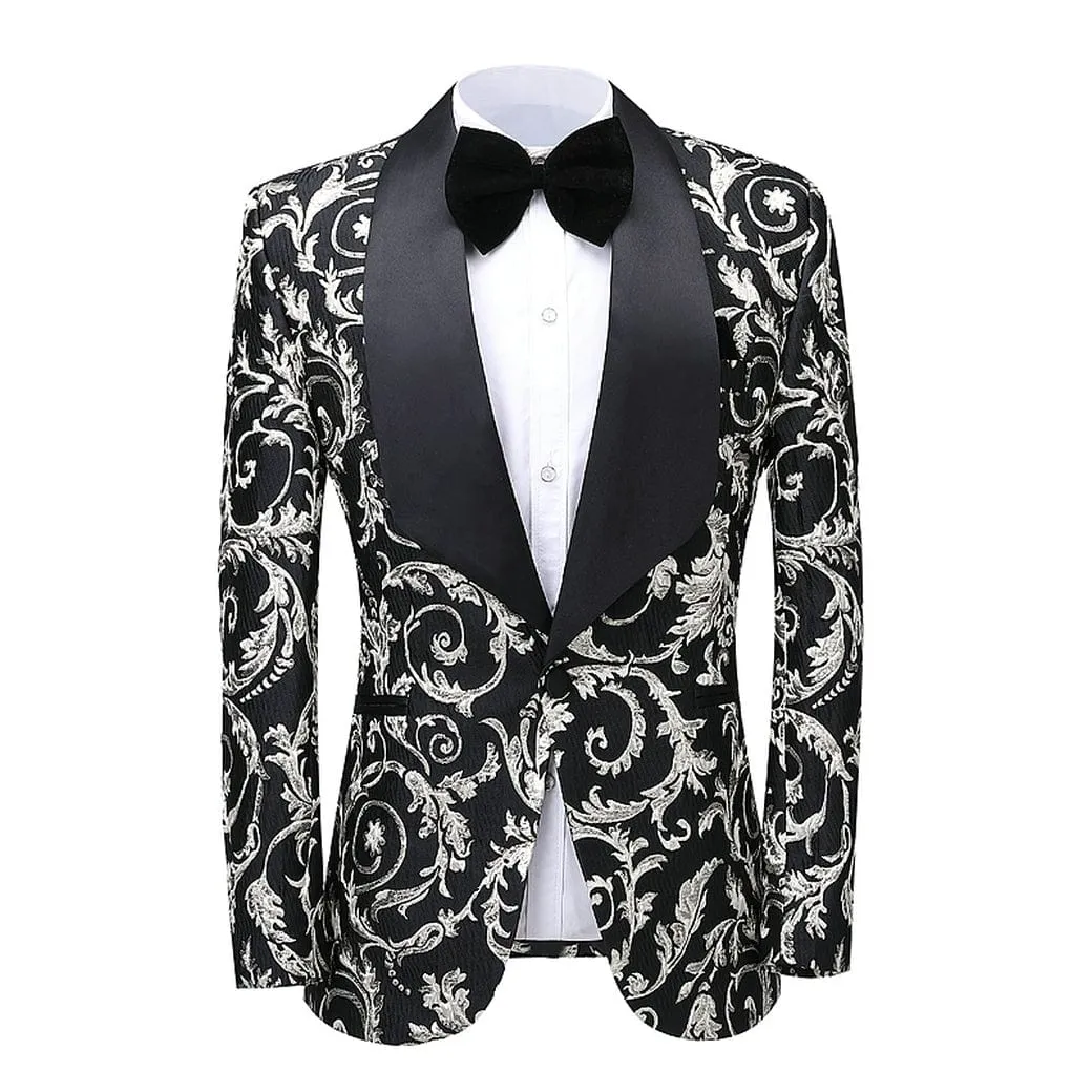 Formal Men's Suit Patterned Slim Fit 2 Piece Business Tuxedos (Blazer Pants)