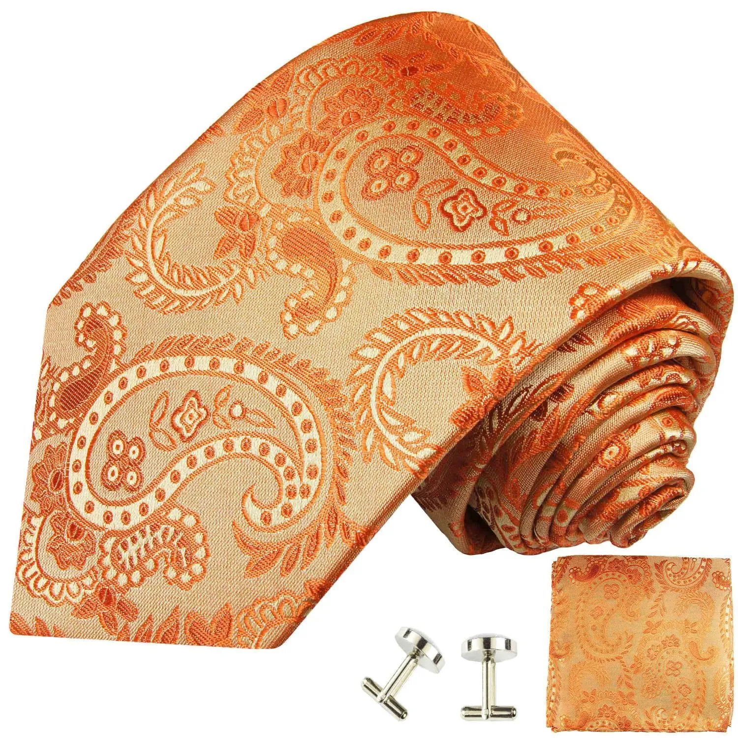 Formal Orange Paisley Silk Necktie