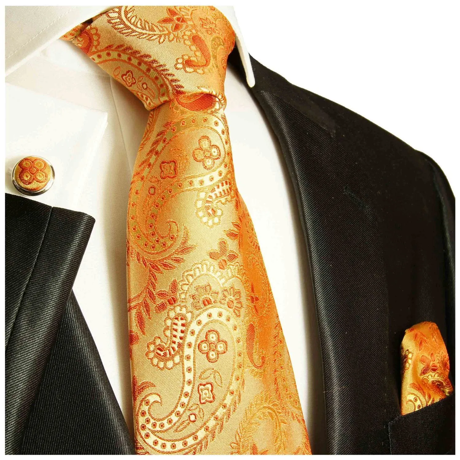 Formal Orange Paisley Silk Necktie