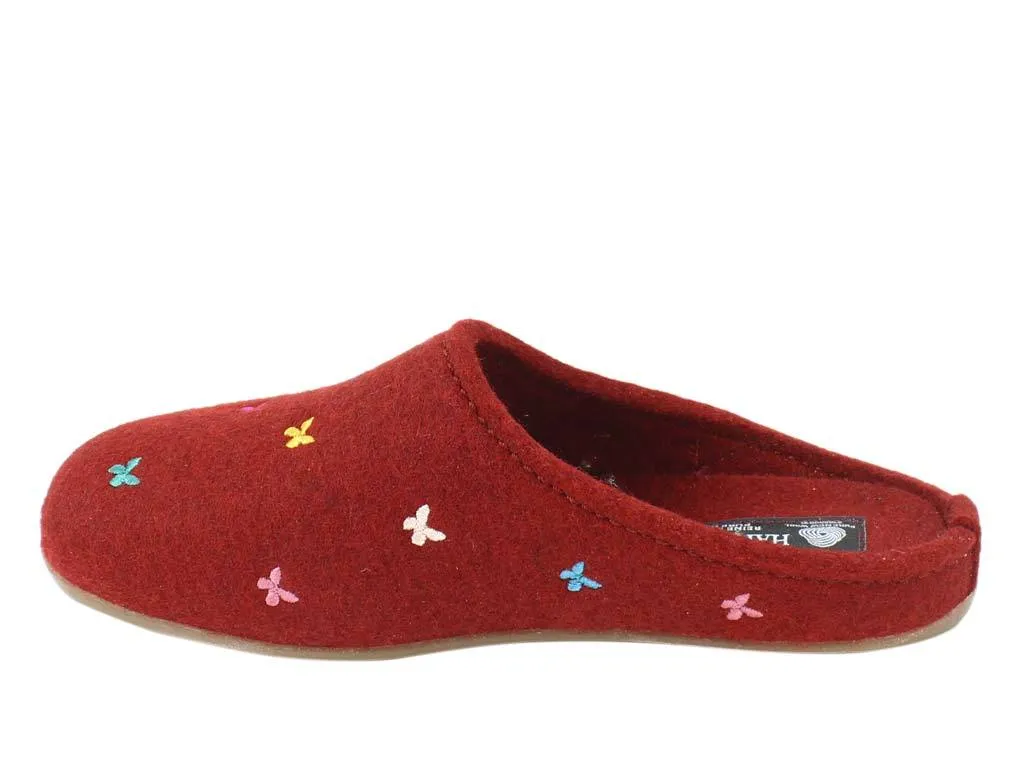 Haflinger Slippers Everest Butterflies Red