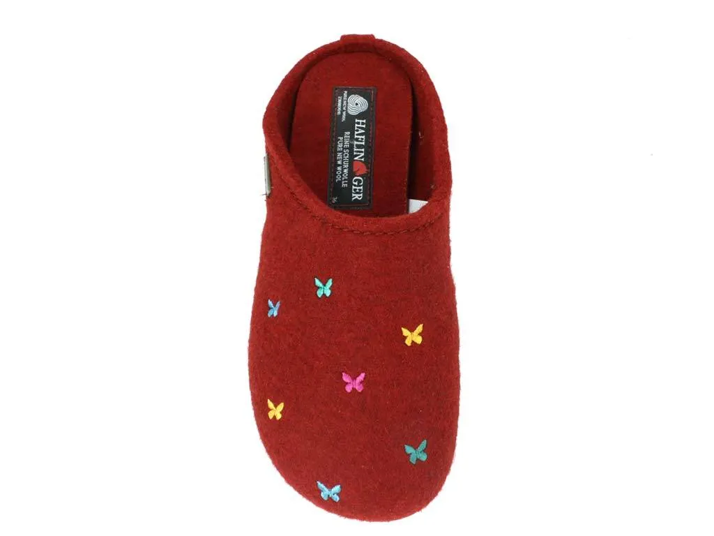 Haflinger Slippers Everest Butterflies Red