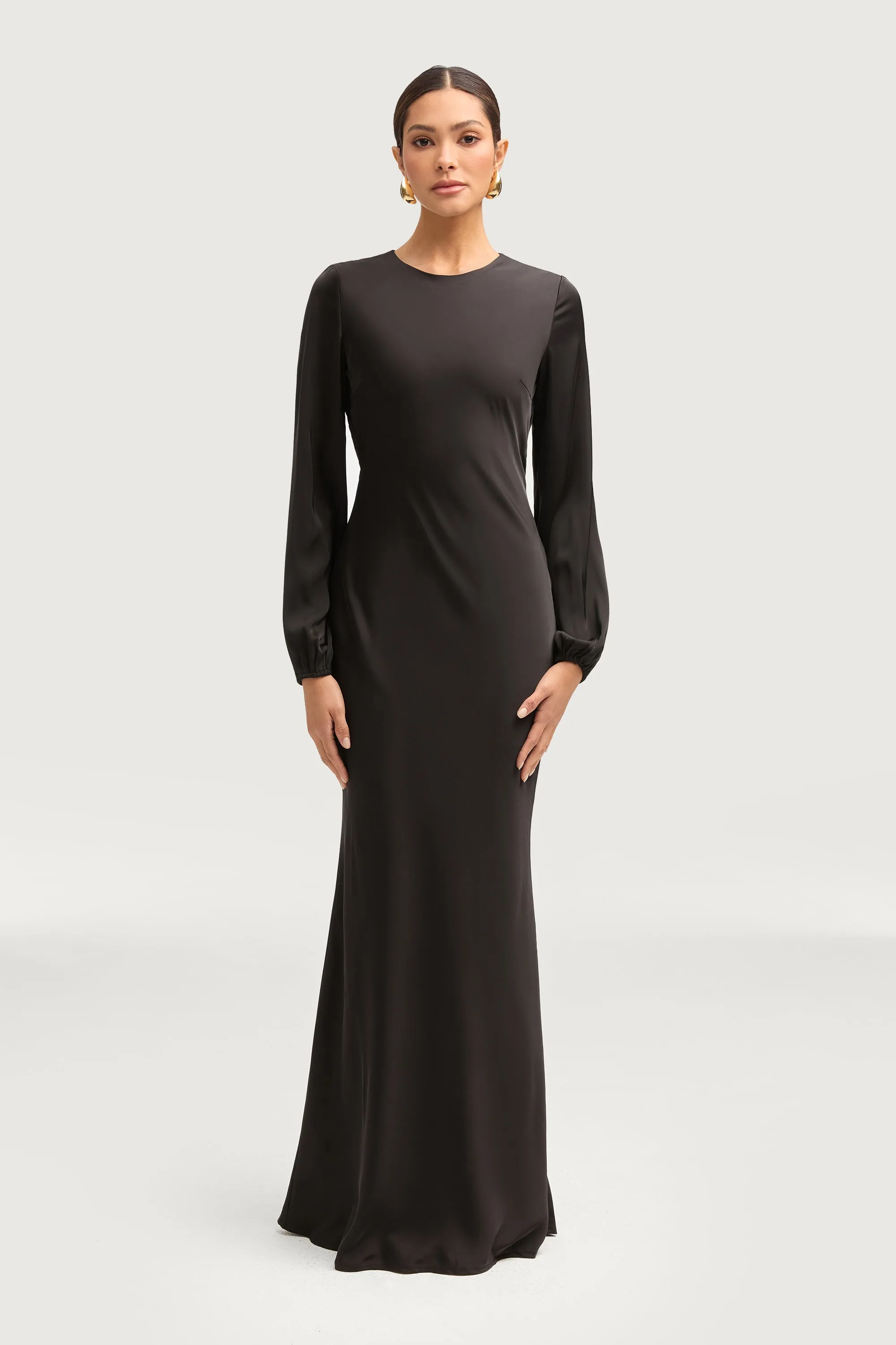 Kamila Satin Maxi Dress - Black