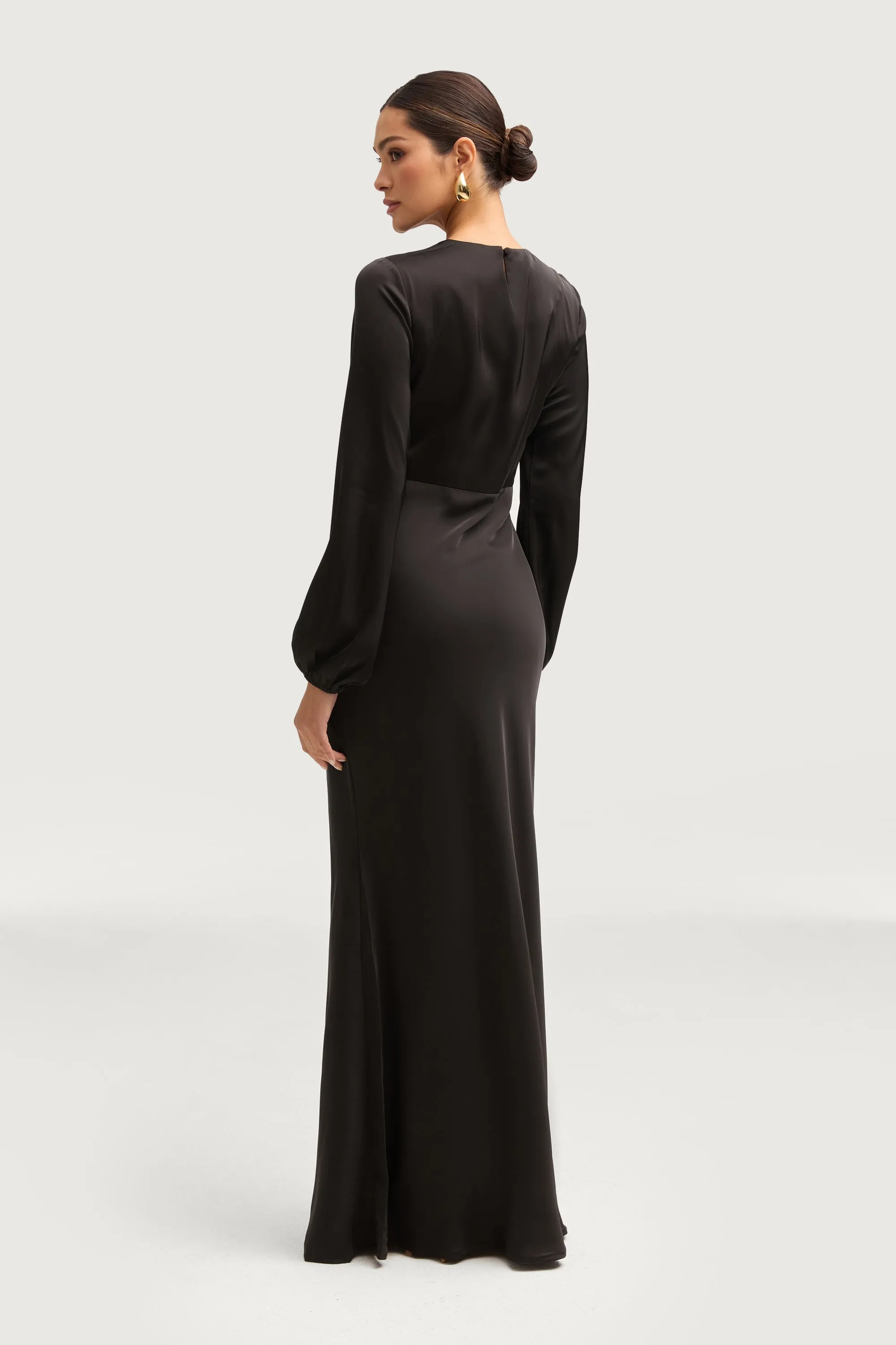 Kamila Satin Maxi Dress - Black