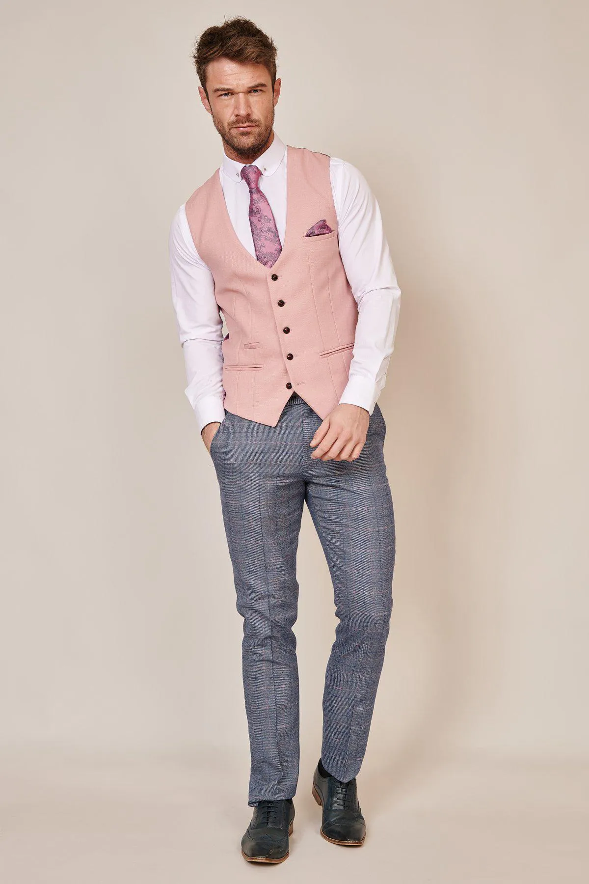 KELVIN - Pink Single Breasted Waistcoat