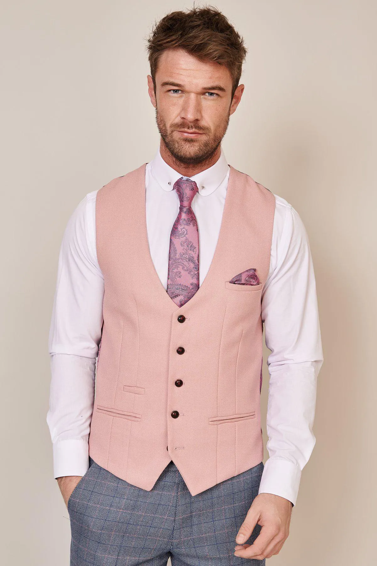 KELVIN - Pink Single Breasted Waistcoat