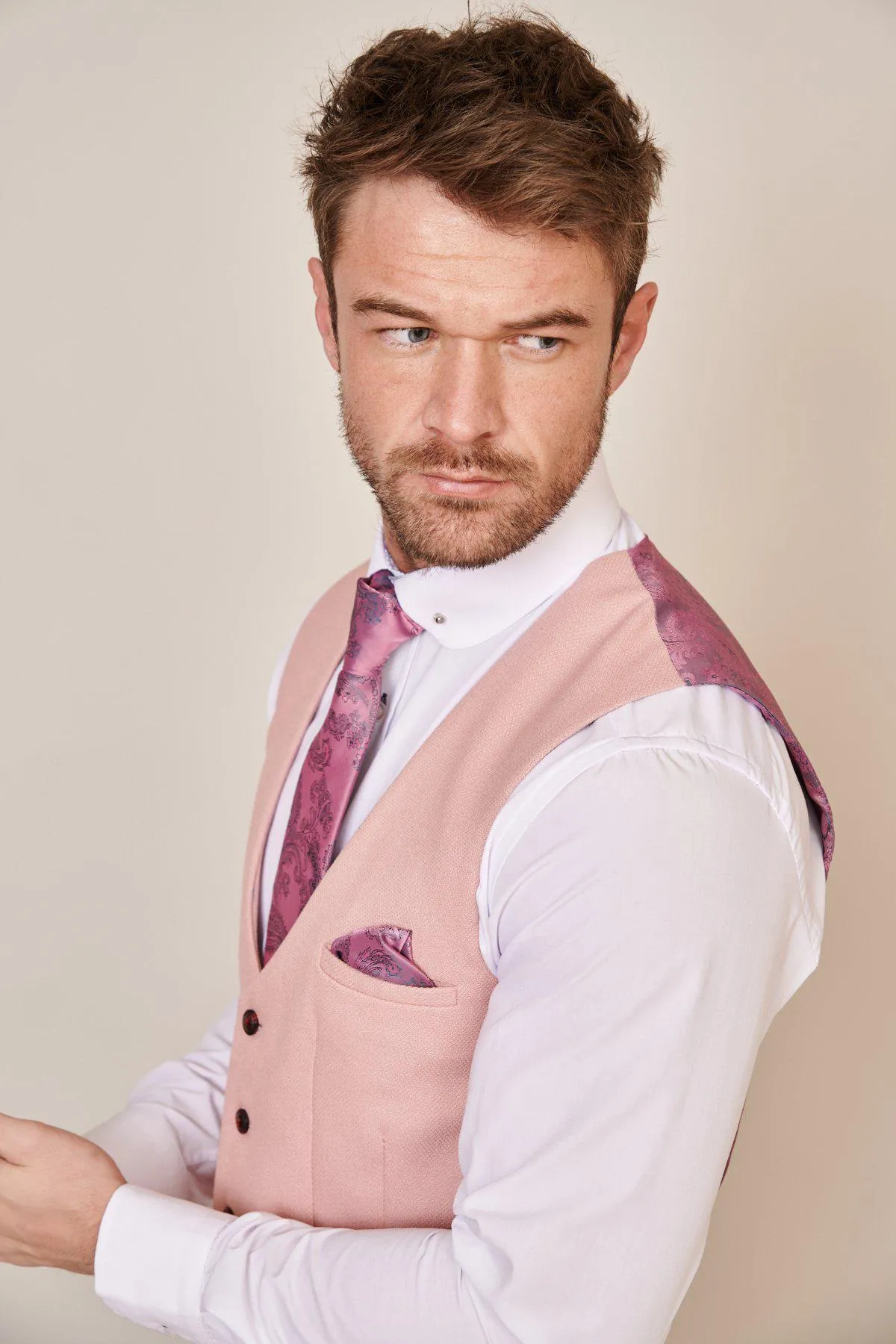 KELVIN - Pink Single Breasted Waistcoat