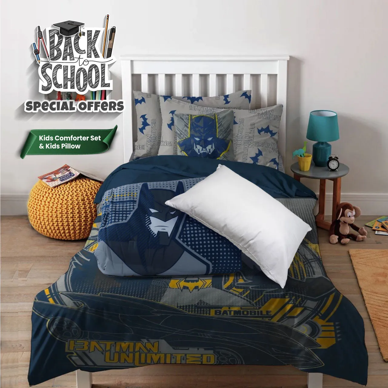 Kids Combo Offer | Kids Comforter Set with Pillow - Batman