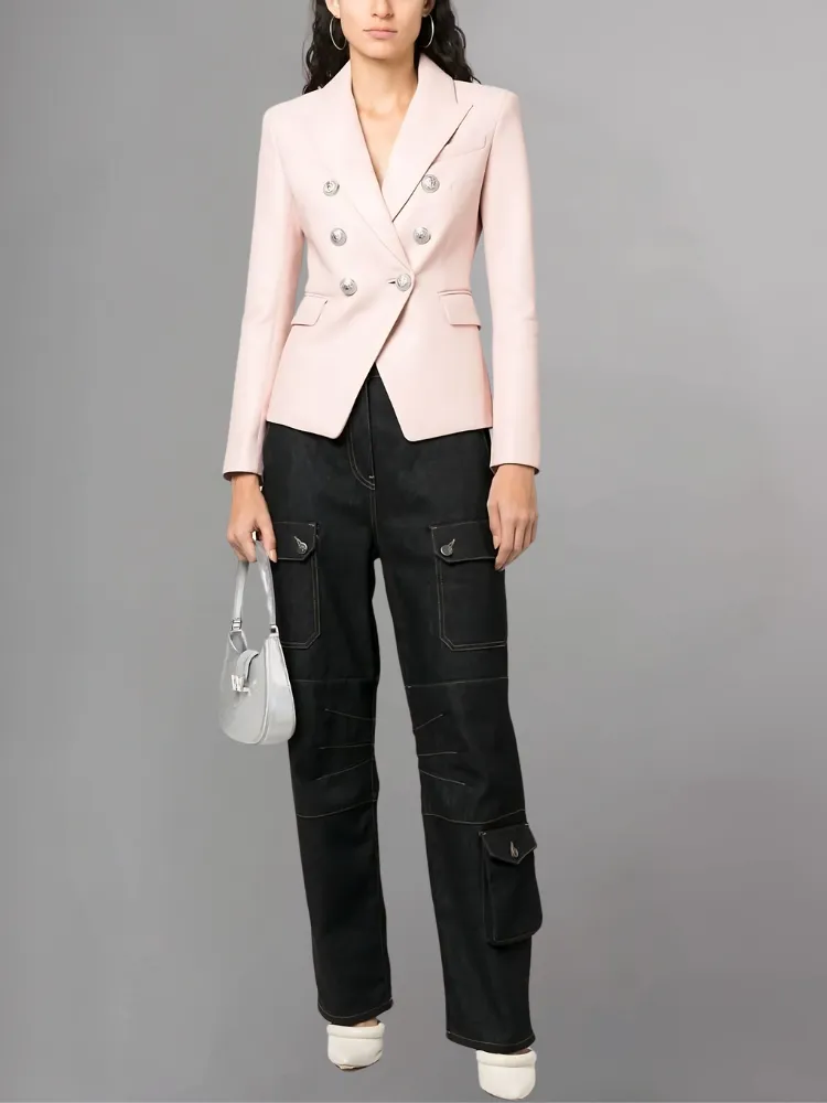 Kinley Womens Leather Blazer Jacket