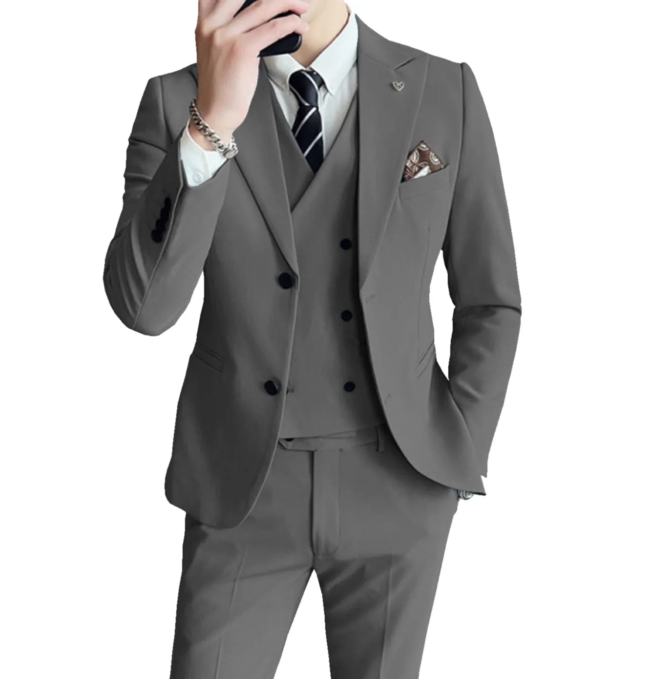 Men's 3 Pieces Regular Fashion Business Suit