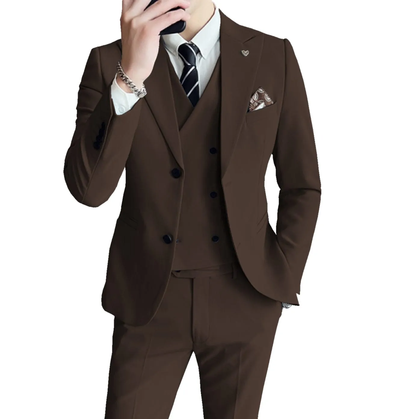 Men's 3 Pieces Regular Fashion Business Suit